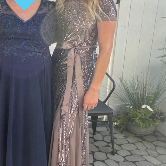 Short Sleeve Beaded Long Gown - Picture 2 of 7